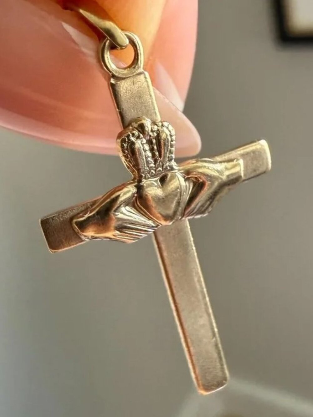 14K SOLID GOLD Religious Cross Pendant